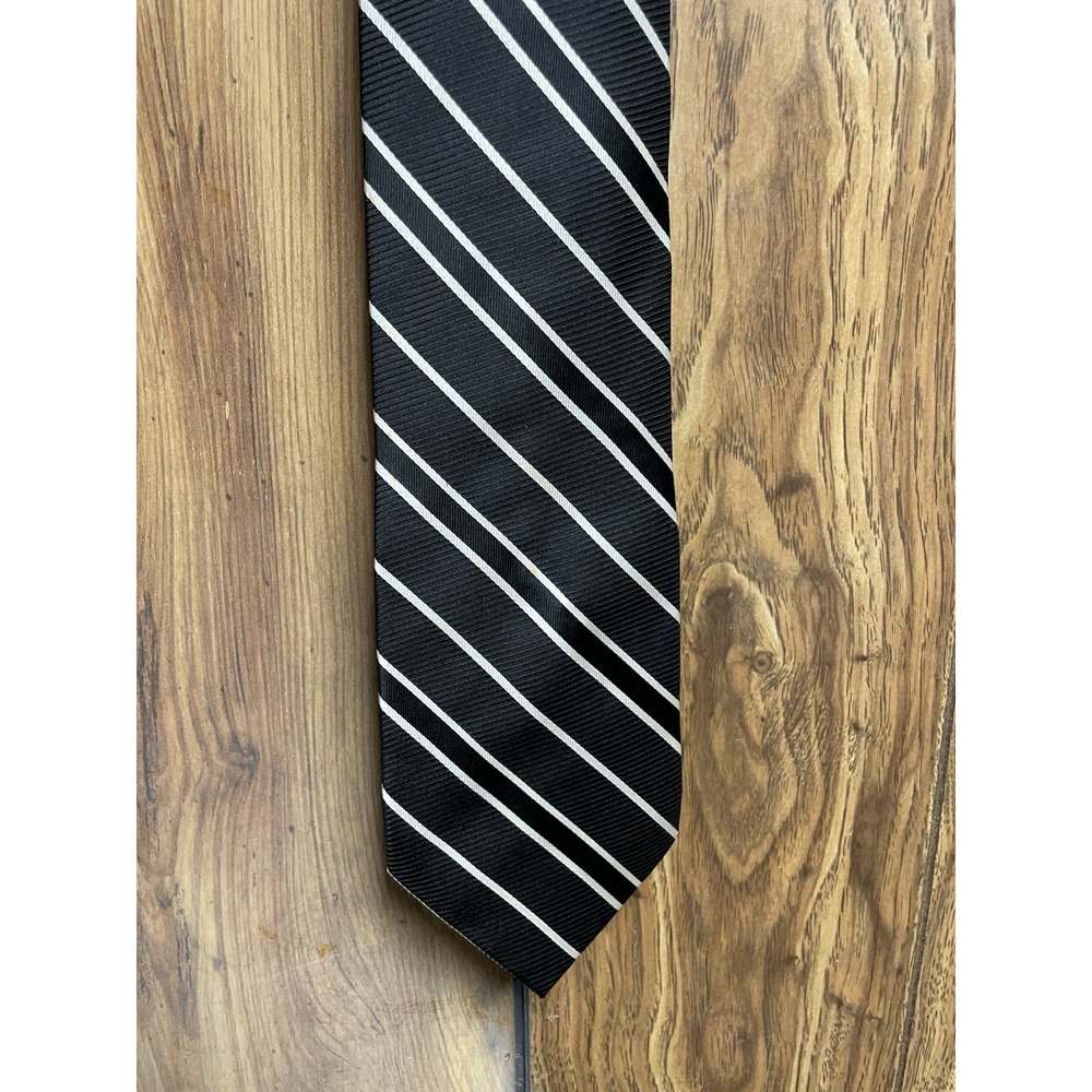 Bruno Piattelli Tie Silk Mens Designer Neckwear Black White Stripe Handmade